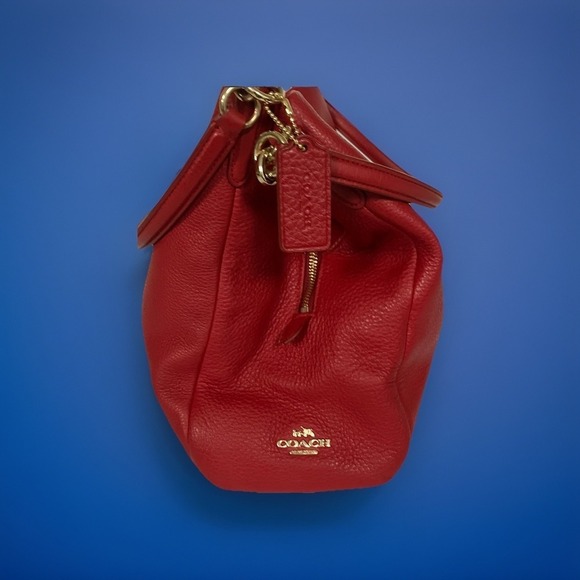Coach Handbags - COACH Rich Red Tumbled Leather Three Compartment Vintage‎ Hobo Shoulder Bag